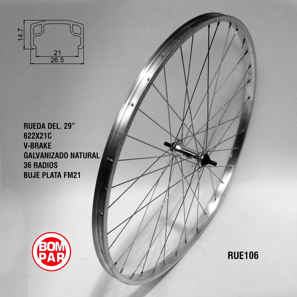 RUEDA DEL. V-BRAKE 29" 622X21C